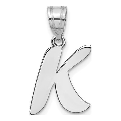 14K White Gold Letter K Pendant