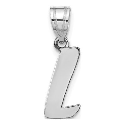 14K White Gold Script Letter L Pendant