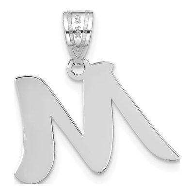 14K White Gold Script Letter M Pendant – view 4