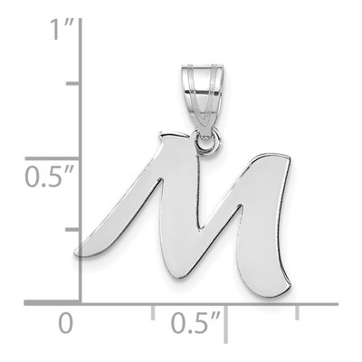 14K White Gold Script Letter M Pendant – view 5