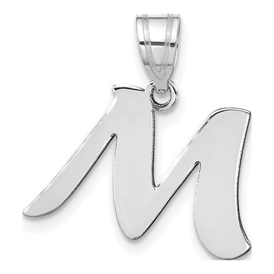14K White Gold Script Letter M Pendant