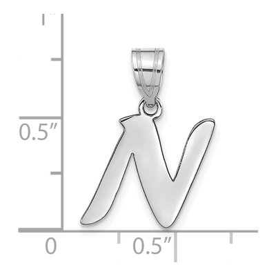 14K White Gold Script Letter N Pendant – view 5
