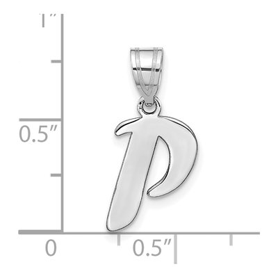 14K White Gold Script Letter P Pendant – view 5