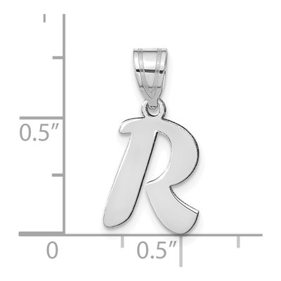 14K White Gold Script Letter R Pendant – view 5