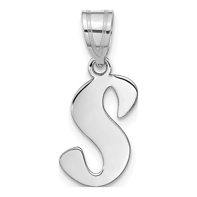 14K White Gold Script Letter S Pendant