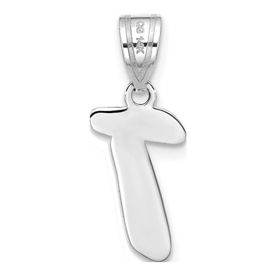 14K White Gold Script Letter T Pendant – view 4