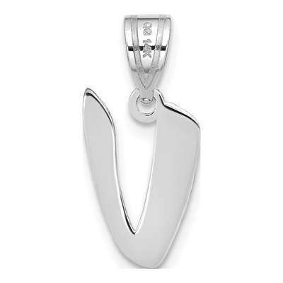 14K White Gold Script Letter V Pendant – view 4