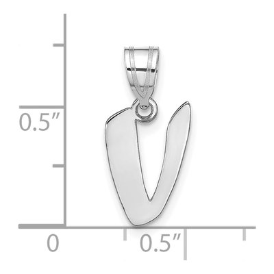 14K White Gold Script Letter V Pendant – view 5