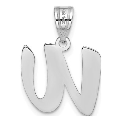 14K White Gold Letter W Pendant – view 4