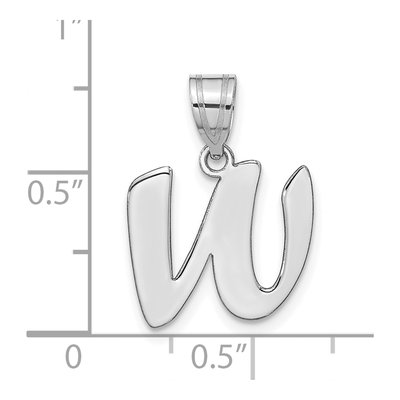 14K White Gold Letter W Pendant – view 5