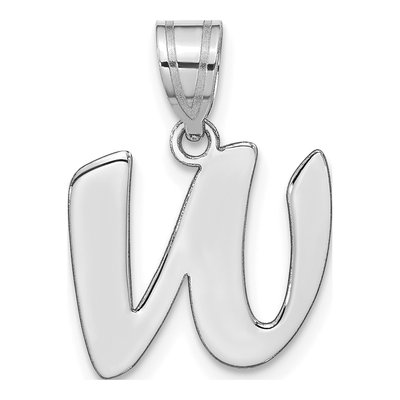 14K White Gold Letter W Pendant