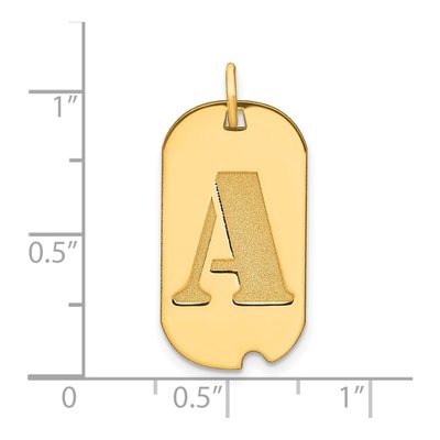 14K Yellow Gold Dog Tag Letter A Pendant – view 4