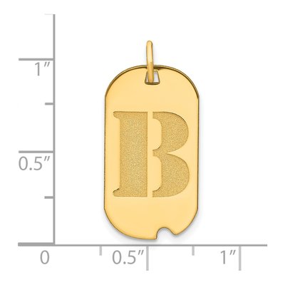 14K Yellow Gold Dog Tag Letter B Pendant – view 4