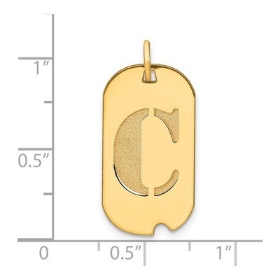 14K Yellow Gold Dog Tag Letter C Pendant – view 4