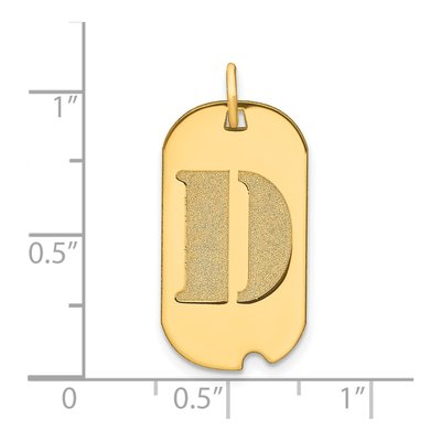 14K Yellow Gold Dog Tag Letter D Pendant – view 4