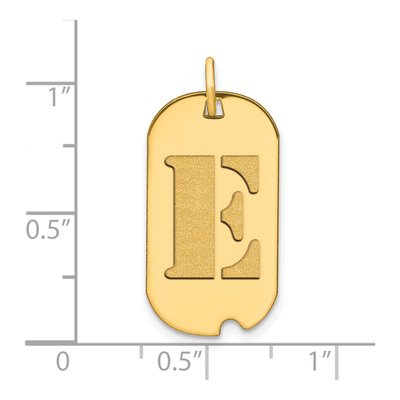 14K Yellow Gold Dog Tag Letter E Pendant – view 3
