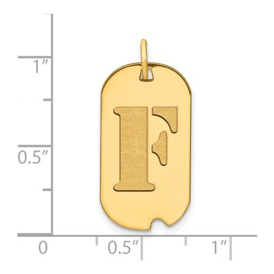 14K Yellow Gold Dog Tag Letter F Pendant – view 3