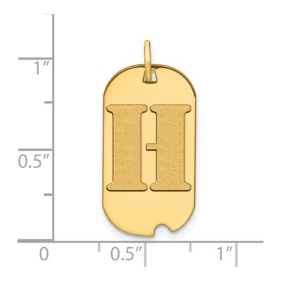 14K Yellow Gold Dog Tag Letter H Pendant – view 3