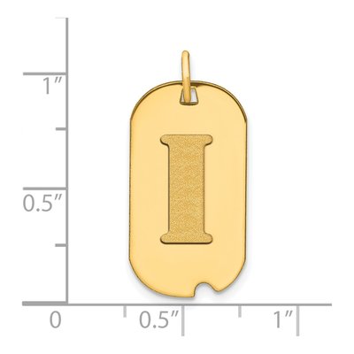 14K Yellow Gold Letter I Dog Tag Pendant – view 3