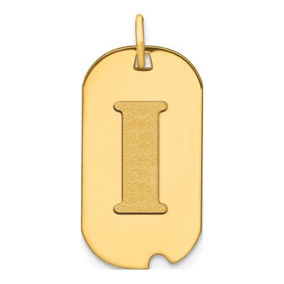 14K Yellow Gold Letter I Dog Tag Pendant