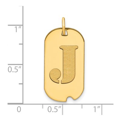 14K Yellow Gold Dog Tag Letter J Pendant – view 3