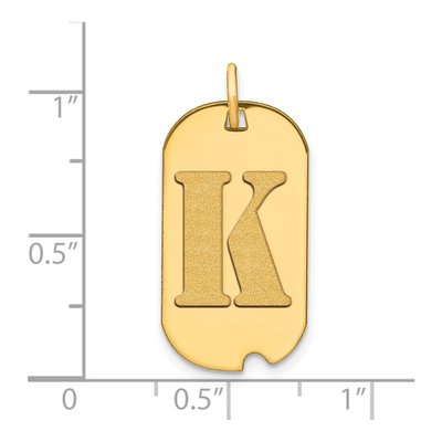 14K Yellow Gold Dog Tag Letter K Pendant – view 3