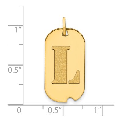 14K Yellow Gold Dog Tag Letter L Pendant – view 3