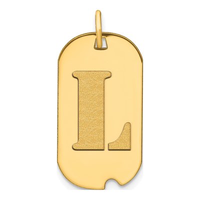 14K Yellow Gold Dog Tag Letter L Pendant