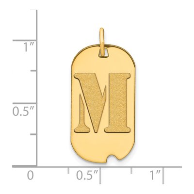 14K Gold Letter M Dog Tag Pendant | Personalized – view 3
