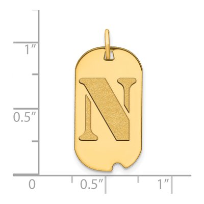 14K Yellow Gold Dog Tag Letter N Pendant – view 3