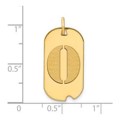 14K Yellow Gold Dog Tag Letter O Pendant – view 3