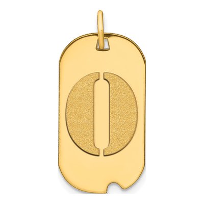14K Yellow Gold Dog Tag Letter O Pendant