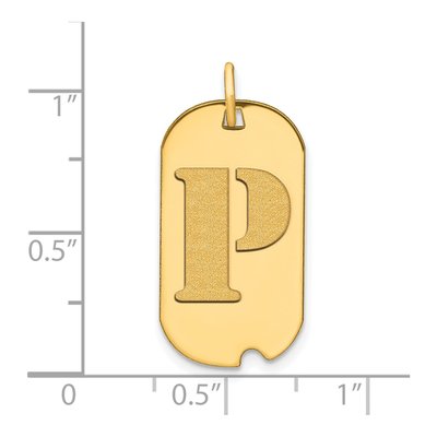 14K Yellow Gold Dog Tag Letter P Pendant – view 4