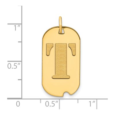 14K Yellow Gold Dog Tag Letter T Pendant – view 3