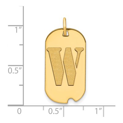 14K Yellow Gold Dog Tag Letter W Pendant – view 2