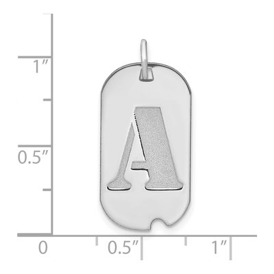 14K White Gold Dog Tag Letter A Pendant – view 3