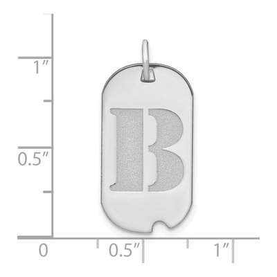 14K White Gold Dog Tag Letter B Pendant – view 3