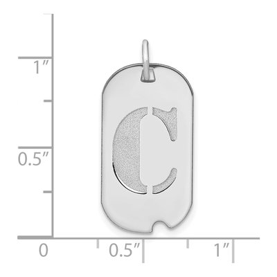 14K White Gold Dog Tag Letter C Pendant – view 3