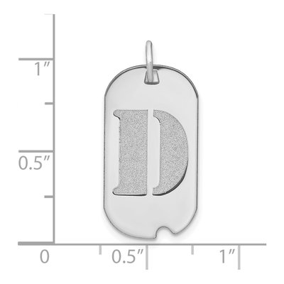 14K White Gold Dog Tag Letter D Pendant – view 3