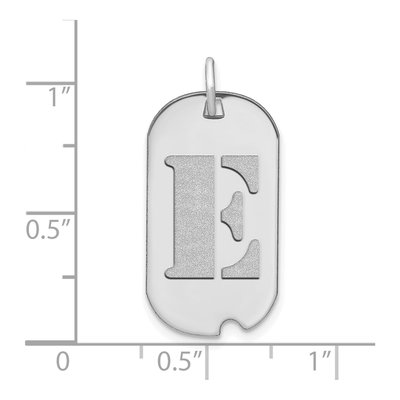14K White Gold Dog Tag Letter E Pendant – view 3