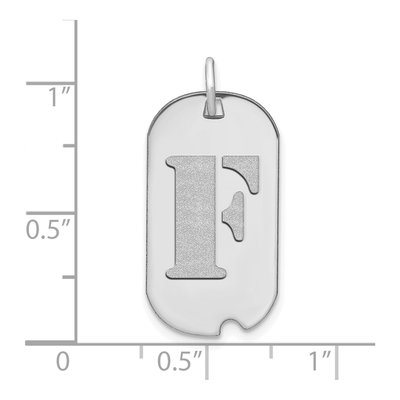 14K White Gold Dog Tag Letter F Pendant – view 3