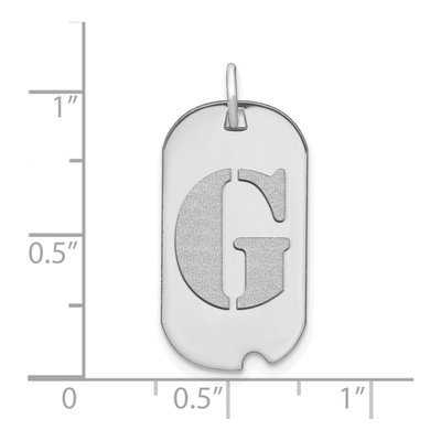 14K White Gold Dog Tag Letter G Pendant – view 3
