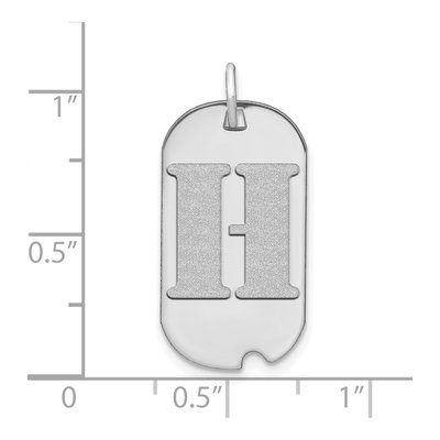 14K White Gold Dog Tag Letter H Pendant – view 3
