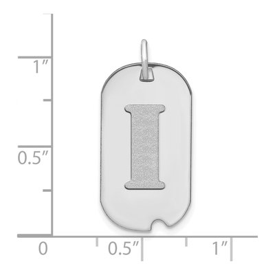 14K White Gold Letter I Dog Tag Pendant – view 3