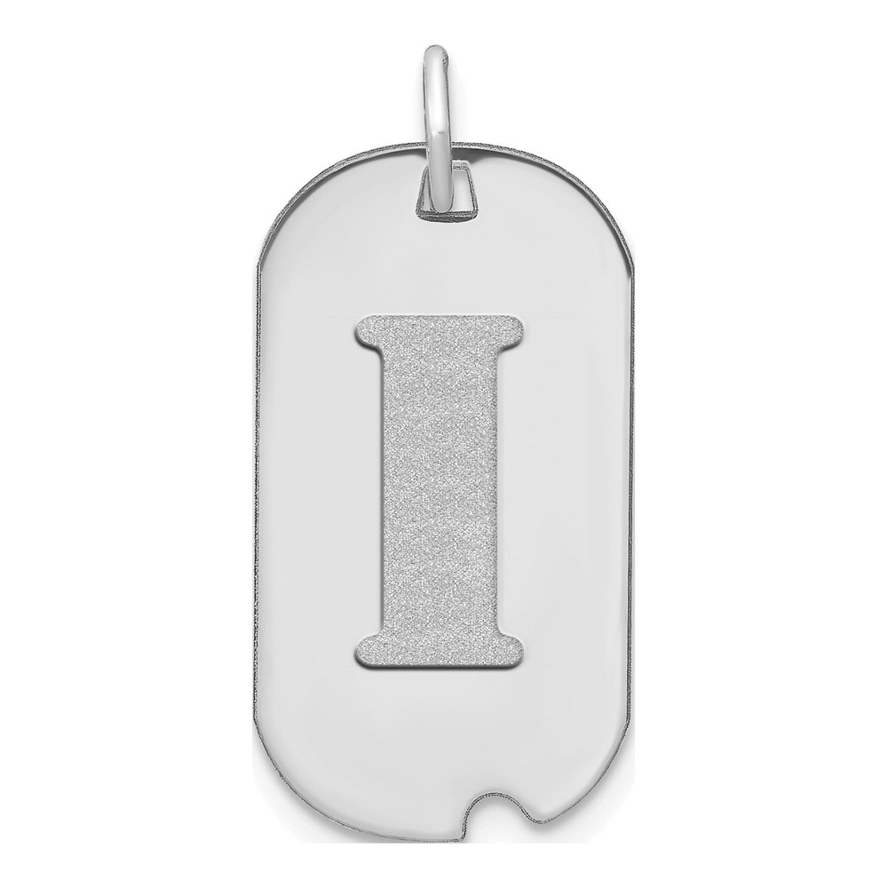 14K White Gold Letter I Dog Tag Pendant