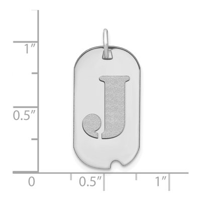 14K White Gold Dog Tag Letter J Pendant – view 3