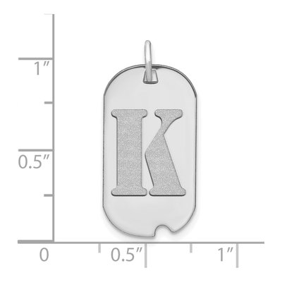 14K White Gold Dog Tag Letter K Pendant – view 3