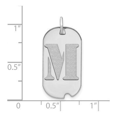 14K White Gold Dog Tag Letter M Pendant – view 3