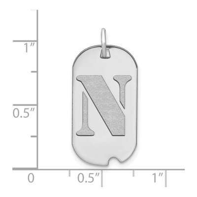 14K White Gold Dog Tag Letter N Pendant – view 3