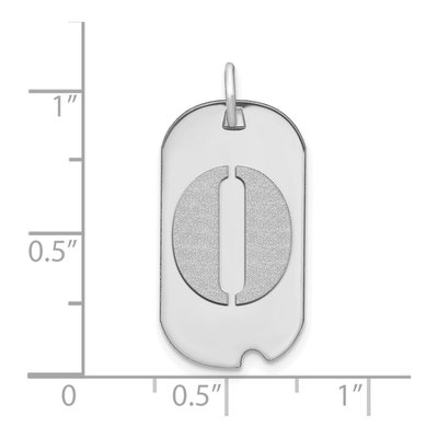14K White Gold Dog Tag Letter O Pendant – view 4